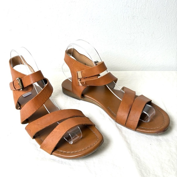 FRANCO SARTO Genji Leather Sandals Cognac Boho Minimalist Neutral 9 - Picture 1 of 16